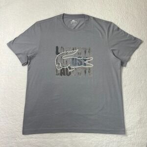 Lacoste Logo T-Shirt Cotton Short‎ Sleeve Light Gray Men's US Size 3XL VTG NWT